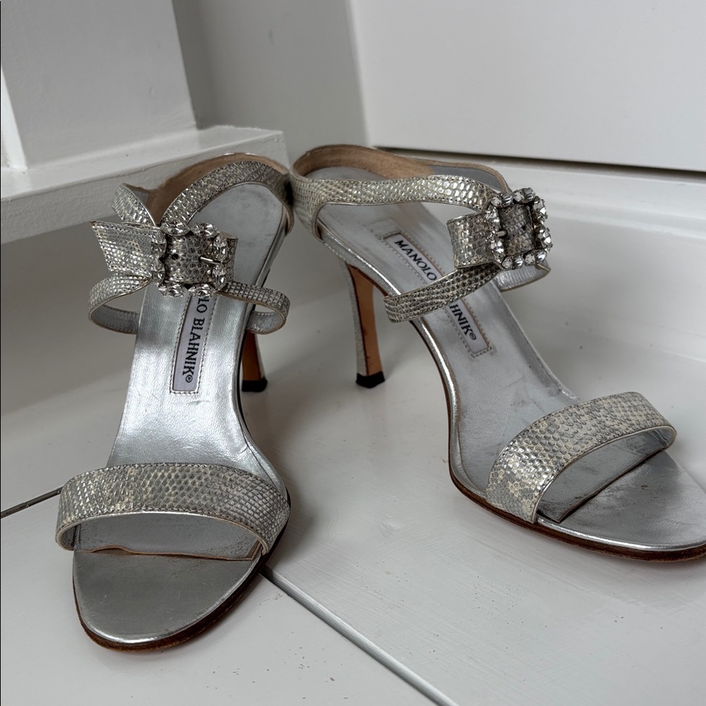 Manolo Blahnik Women’s Size 6.5 Silver Heels